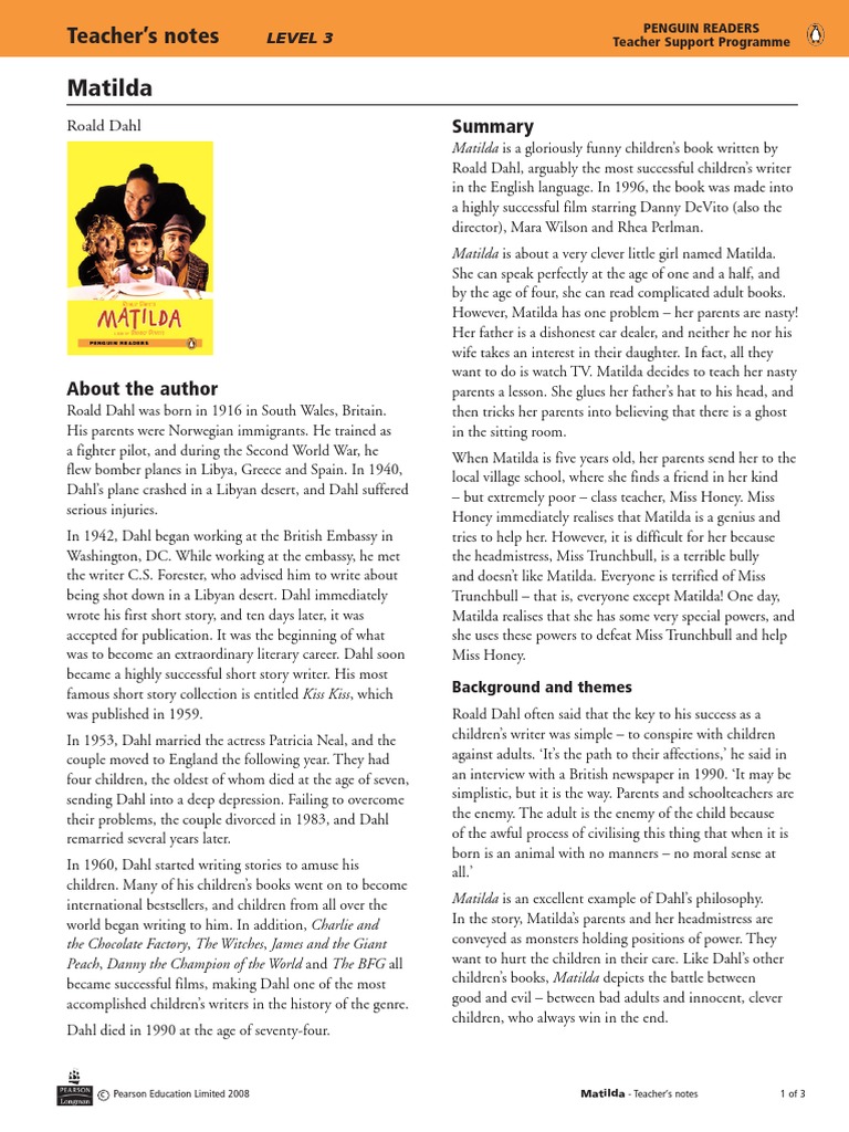 Matilda: Teacher's Guide and Summary | PDF