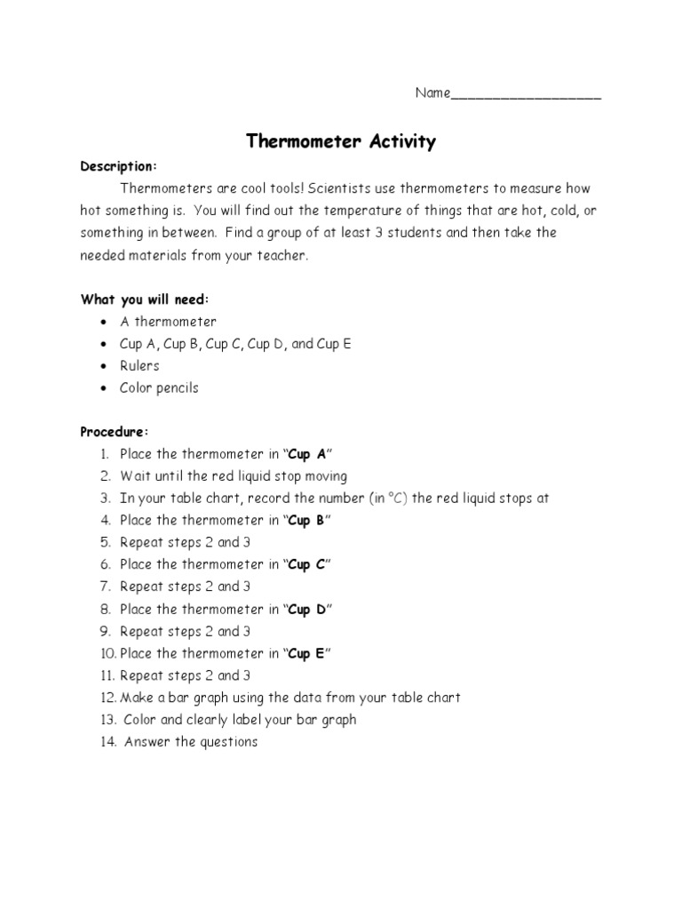 Thermometer Activity for Students | PDF