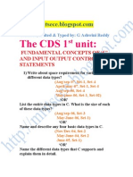 The CDS 1 Unit:: Fundamental Concepts of C' and Input Output Control Statements