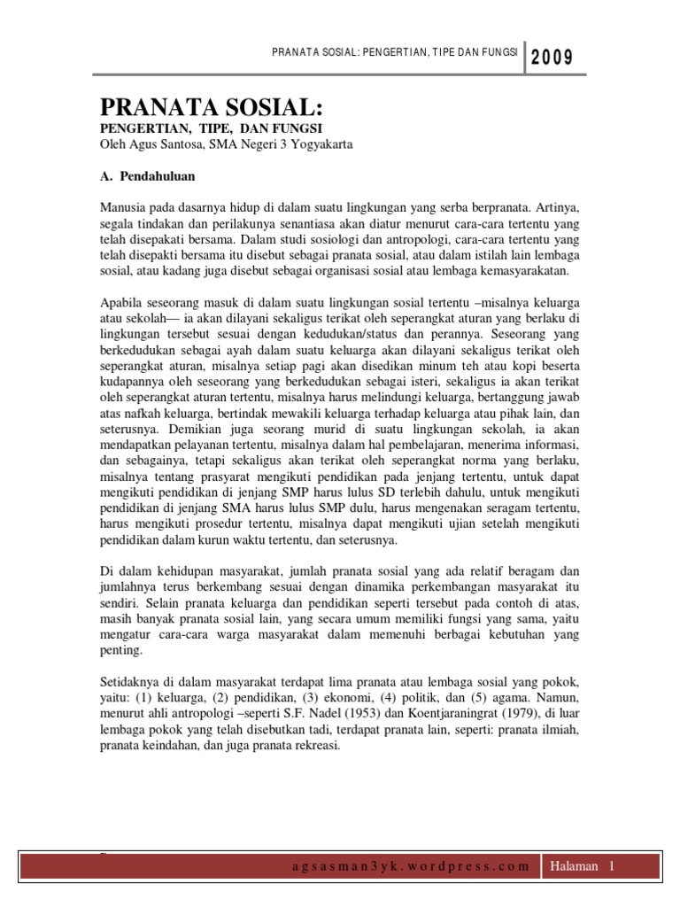 Pranata Sosial Pengertian Tipe Dan Fungsi | PDF | Sains & Matematika
