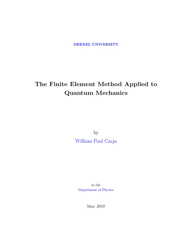 FEM and Quantum Mechanics | PDF | Eigenvalues And Eigenvectors ...