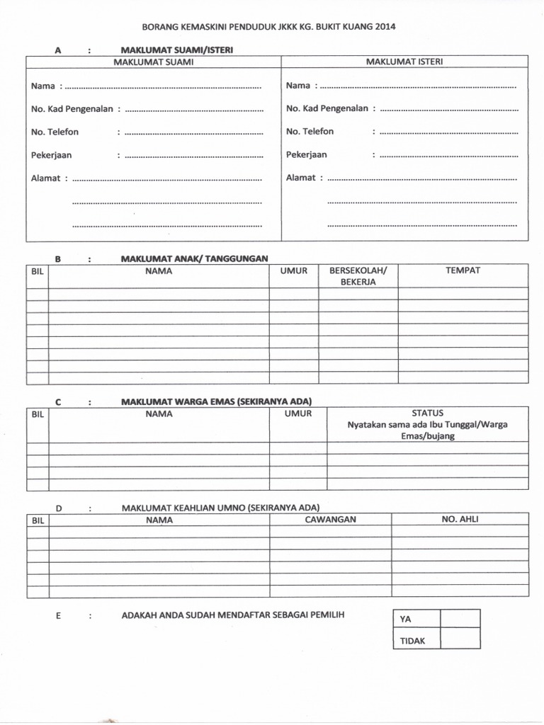 Borang Kemaskini Maklumat Penduduk  PDF