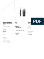 Samsung E1200: Network/Bearer and Wireless Connectivity OS Physical Specification