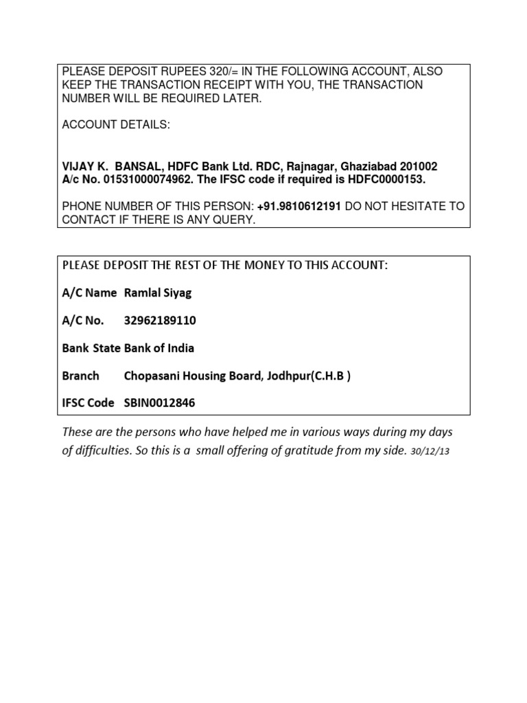 Beneficiary Bank Acc | PDF