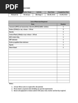 Materials Requisition Form