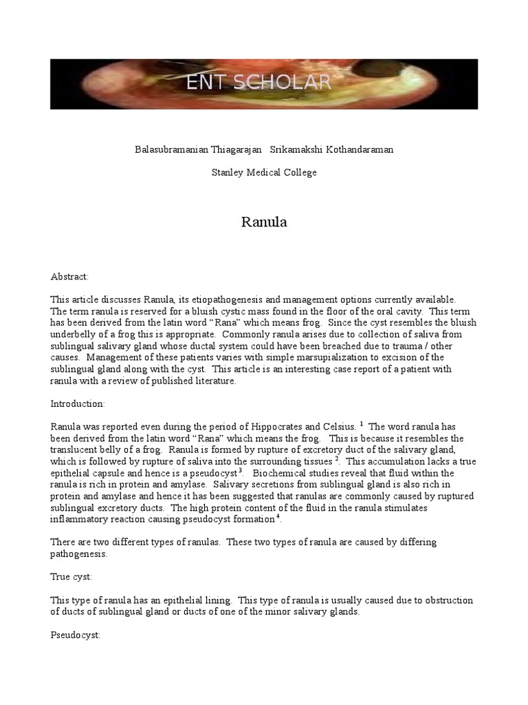 Understanding Ranula: Types and Treatment | PDF | Gastroenterology ...