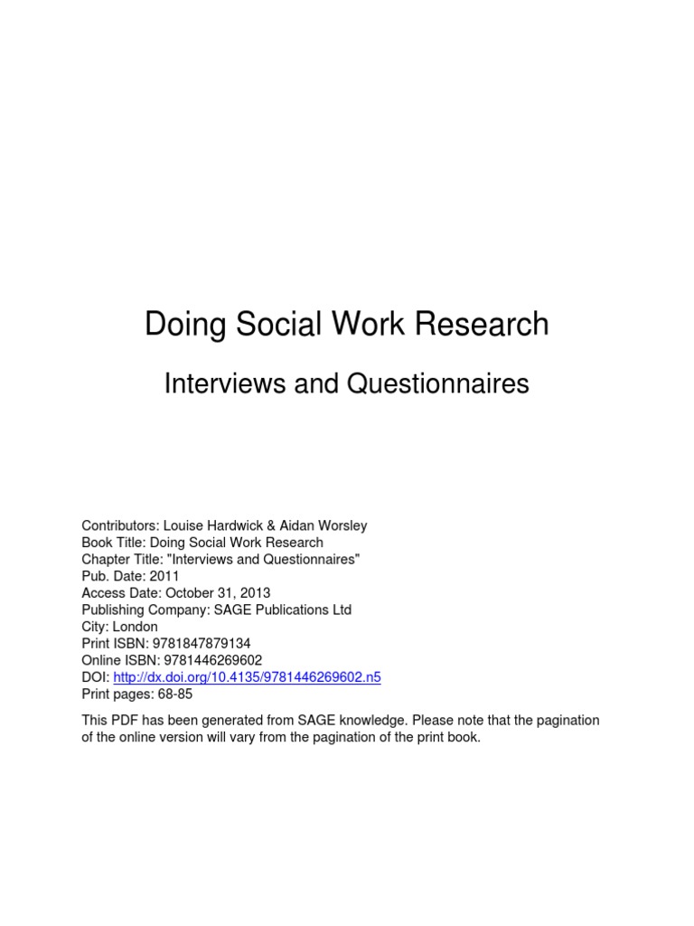 Interviews and Questionnaires | PDF | Sampling (Statistics) | Survey ...