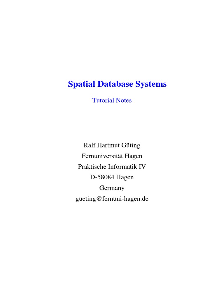 Spatial Database Systems: Tutorial Notes | PDF