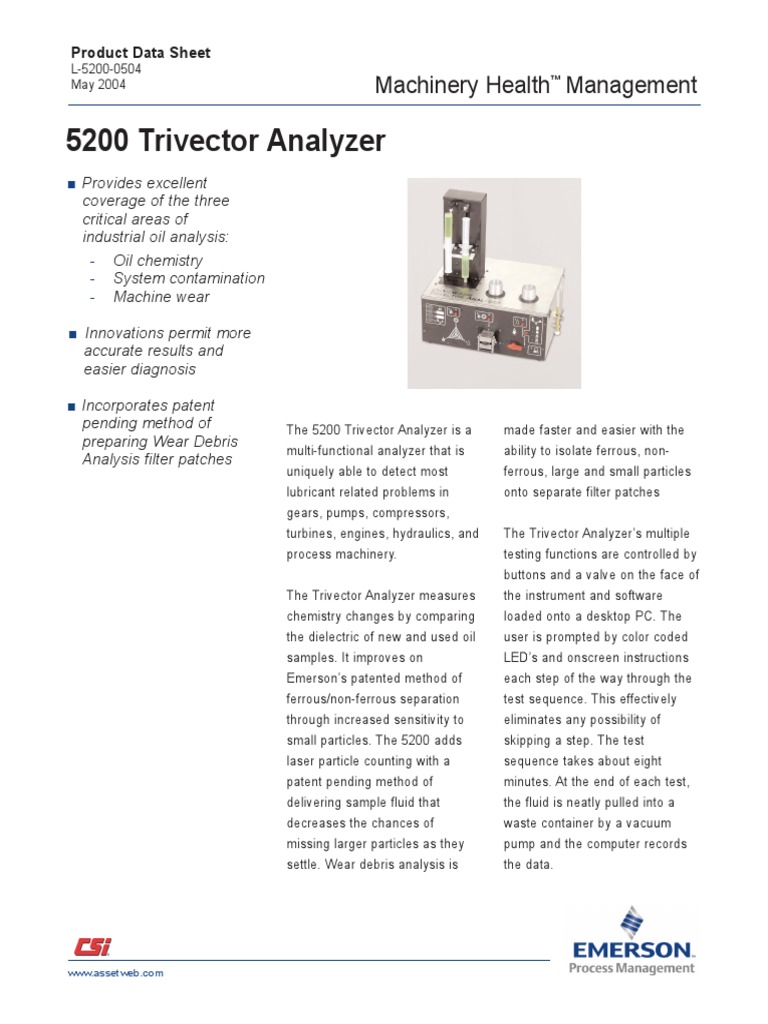 5200 Trivector Analyzer: Machinery Health Management | PDF | Lubricant ...