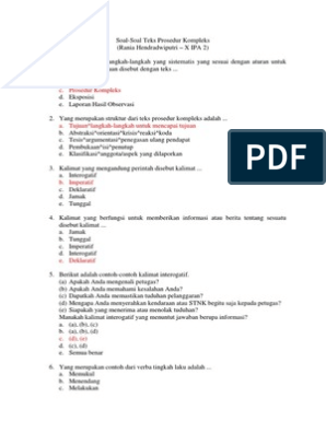 Contoh Soal Essay Materi Teks Prosedur Bahasa Indonesia Kelas 7