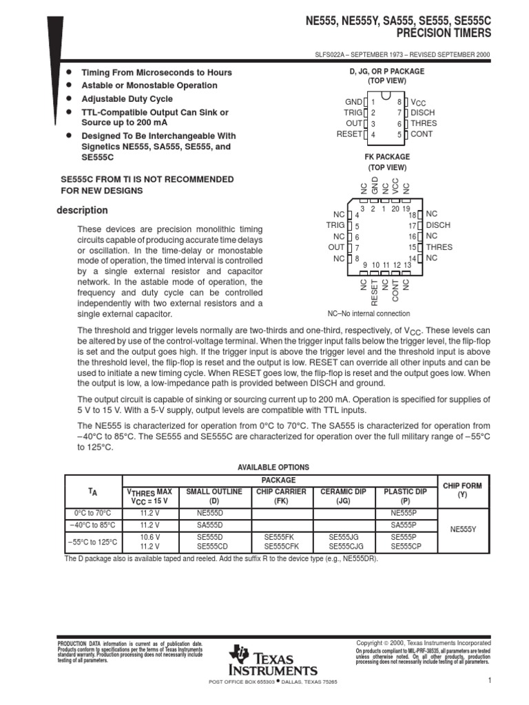 NE555 Data Sheet PDF | PDF | Electrical Circuits | Electrical Engineering