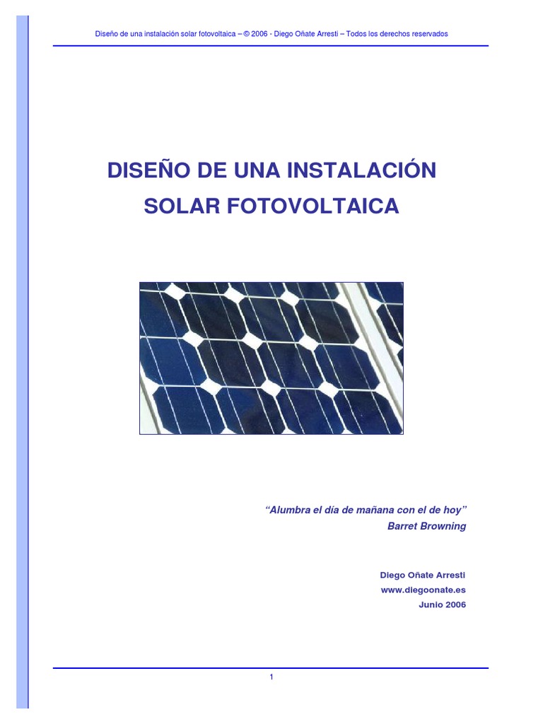 Diseño de Una Instalación Solar Fotovoltaica PDF, PDF, Fotovoltaica