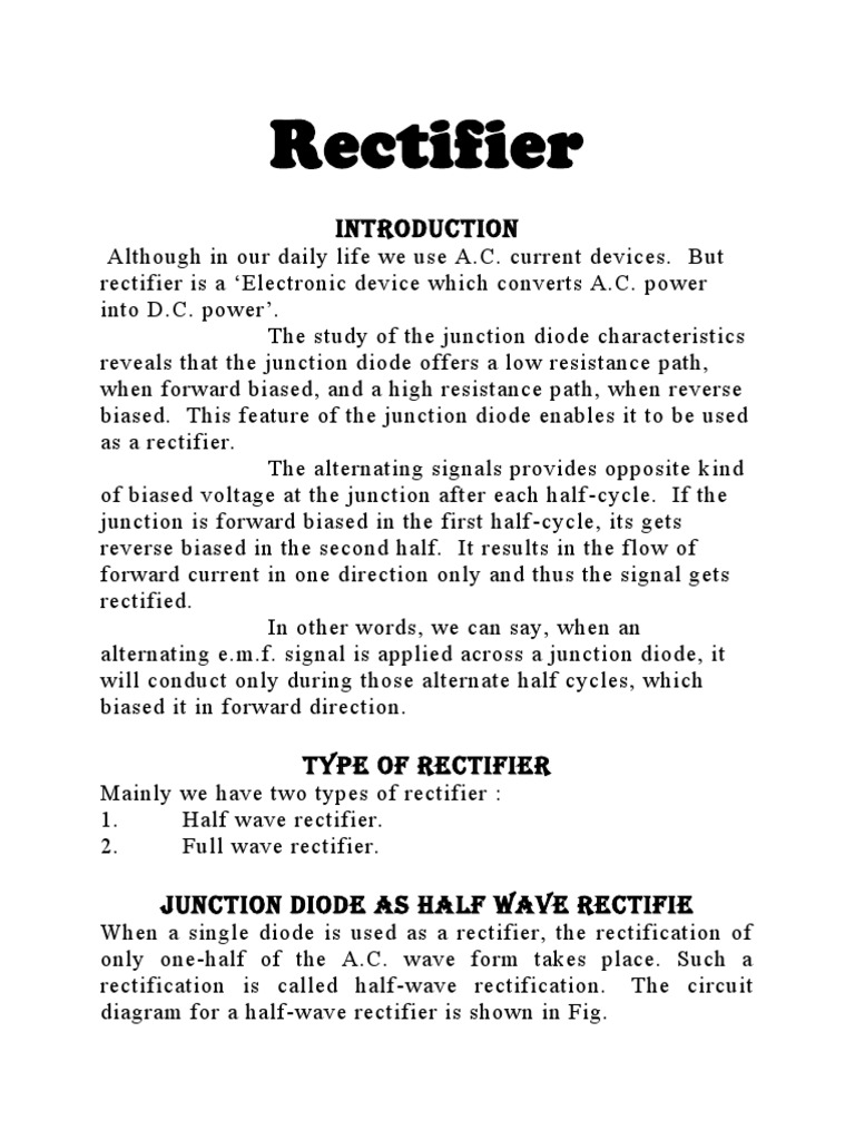 Types and Applications of Rectifiers | PDF | P–N Junction | Rectifier
