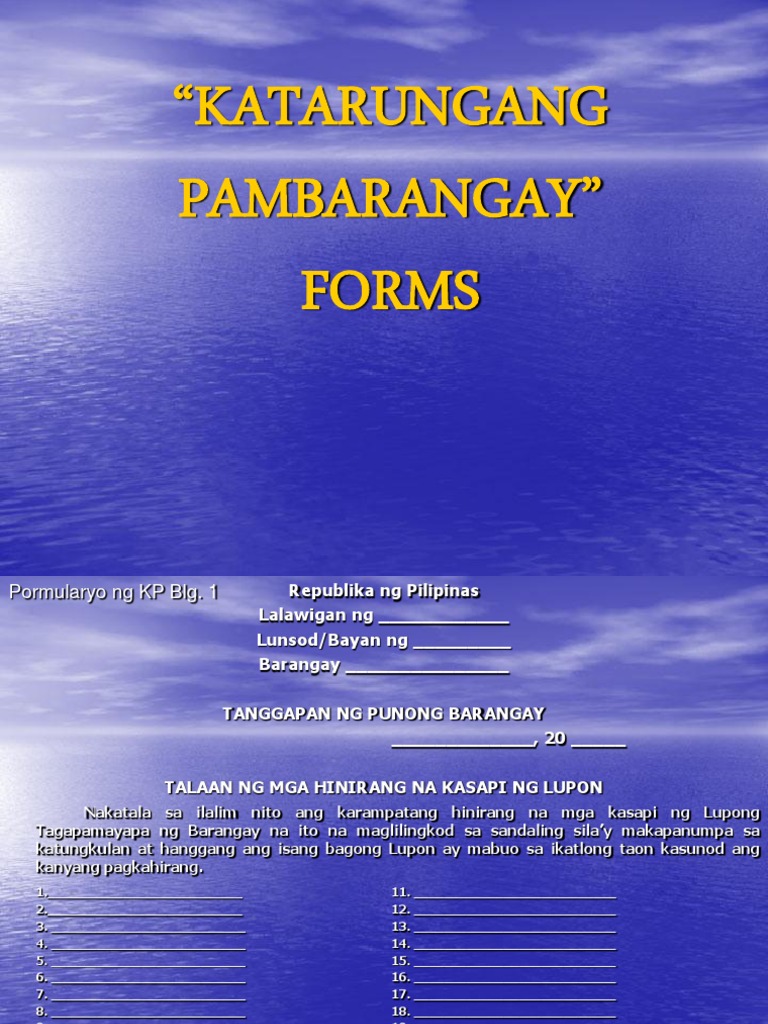 Katarungang Pambarangay Forms | PDF
