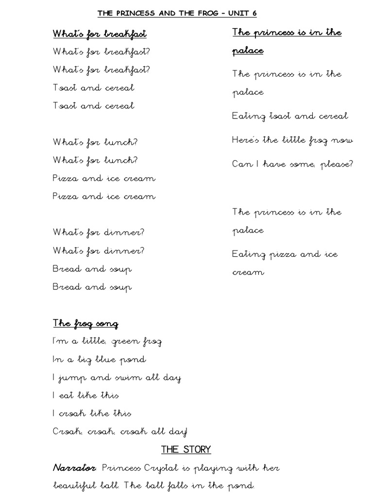 Kids' Tale The Princess & Frog PDF Frog Toast