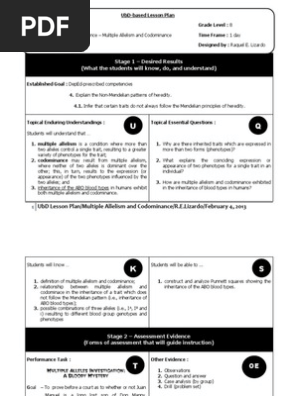UbD Lesson Plan (Non-Mendelian Inheritance)