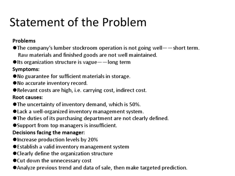 Lumber Stockroom Management Issues | PDF | Career & Growth | Finance ...