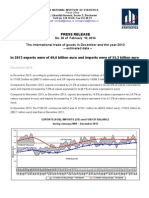 Press Release: The International Trade of Goods in December and The Year 2013 - Estimated Data