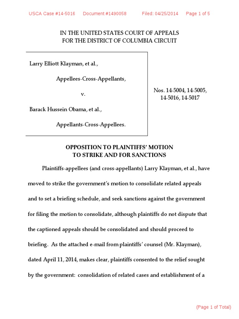 Opposition To Plaintiffs' Motion To Strike and For Sanctions PDF Cm
