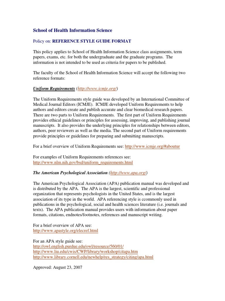 Health Info Science Reference Guide | PDF