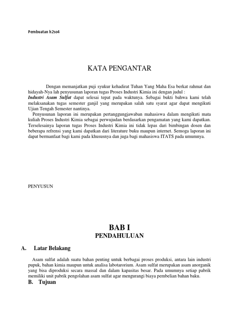 Pembuatan H2so4 | PDF