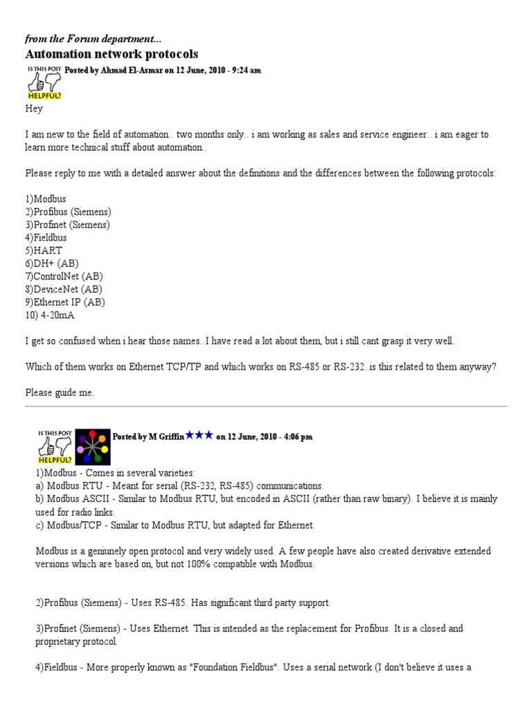 Automation Network Protocols PDF Communications Protocols