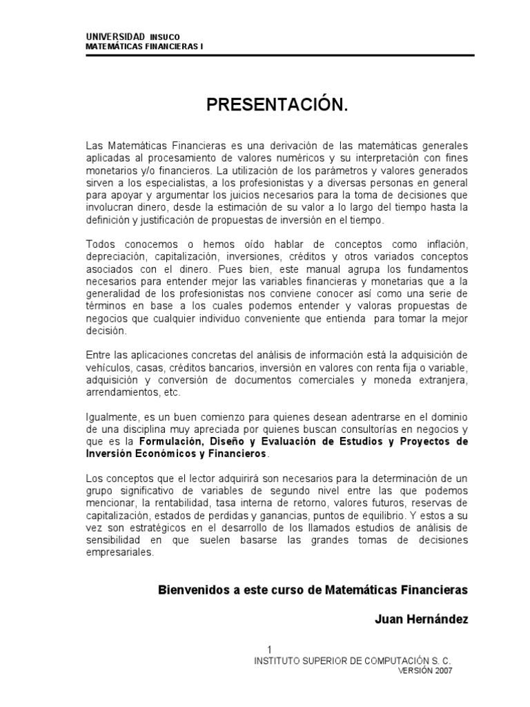 Manual de Matematicas Financieras | PDF | Exponenciación | División ...