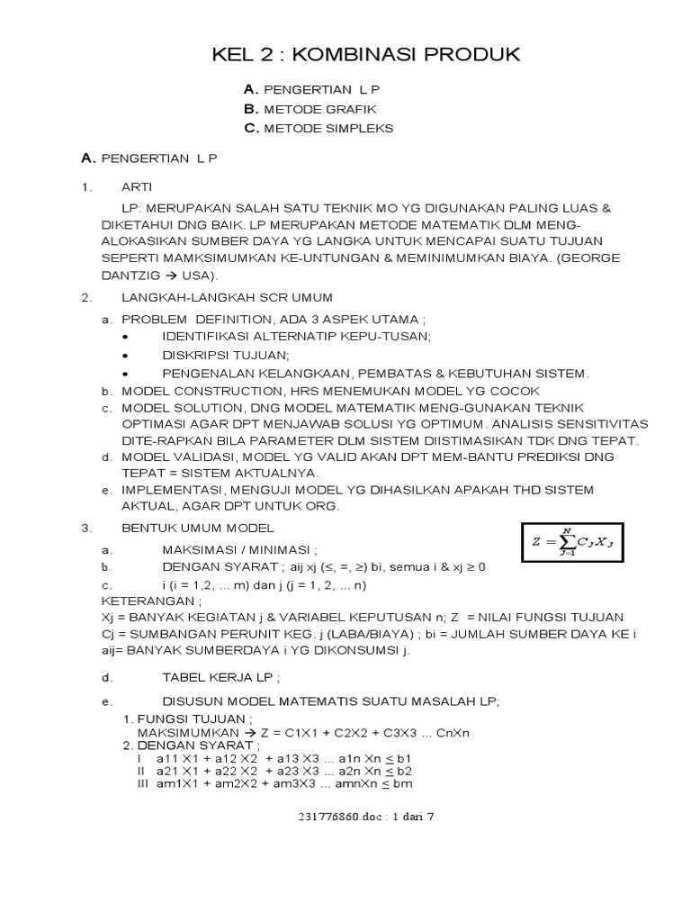 Kombinasi Produk