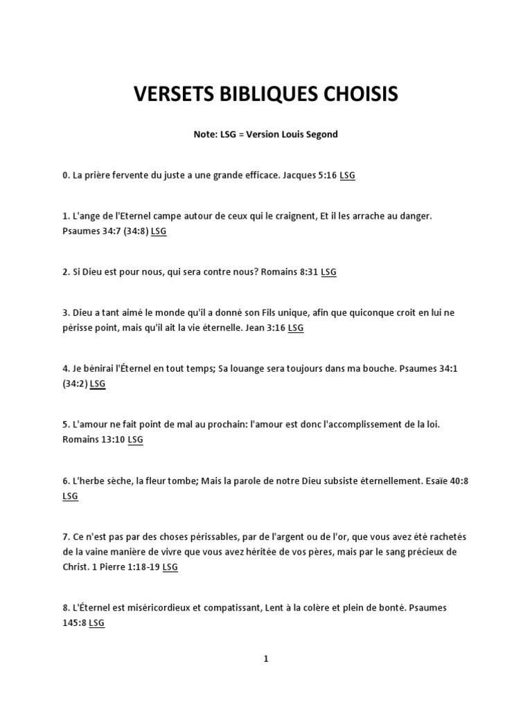 Verset Biblique Pour Avoir De L Argent Pdf Versets Bibliques Choisis | PDF | Jésus | Dieu