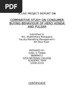 Comparitive Study On Consumer Buying Behaviour of Hero Honda and Pulsar