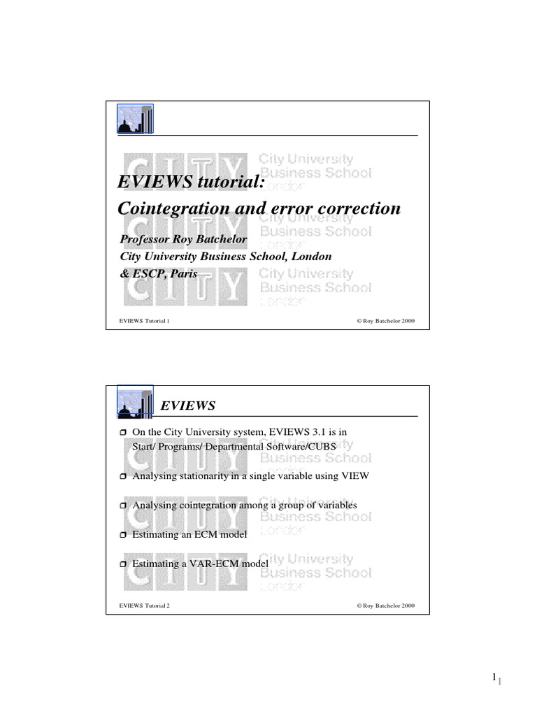 Cointegration Test On Eviews | PDF