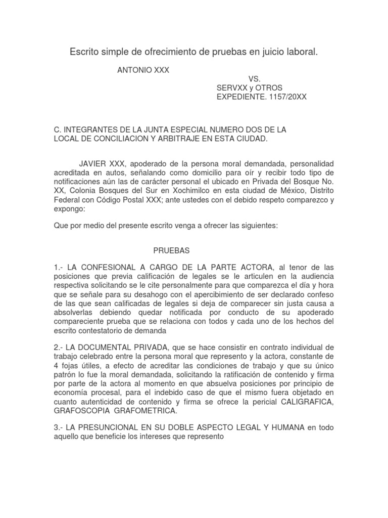 Ofrecimiento de Pruebas Laborales | PDF | Derecho
