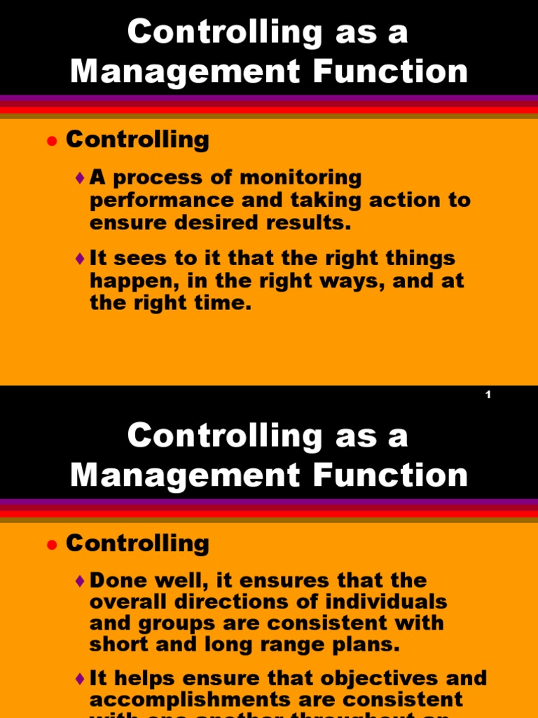 Controlling Management Function | PDF | Performance Appraisal | Self ...