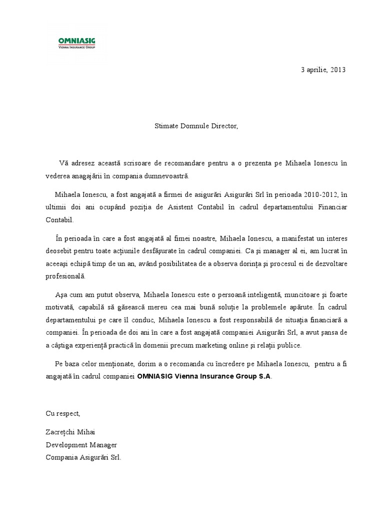 Scrisoare de Recomandare | PDF