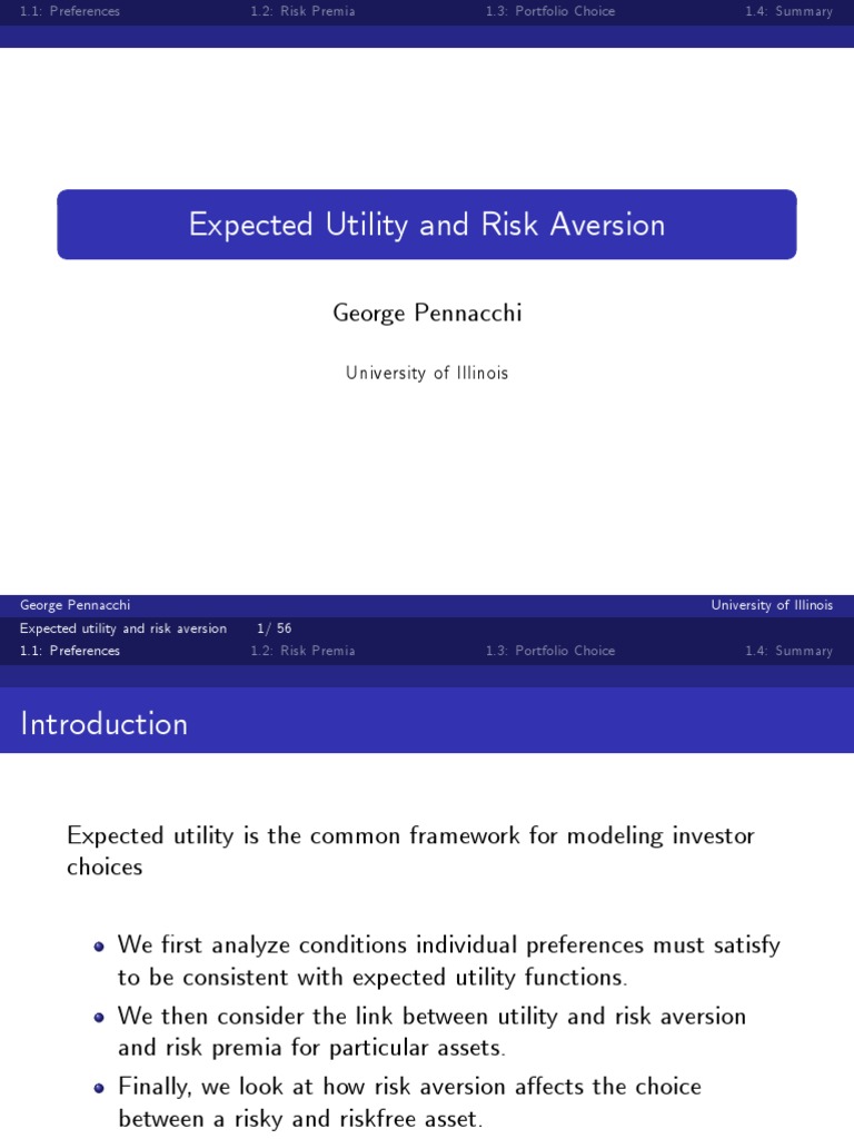 Expected Utility and Risk Aversion | PDF | Risk Aversion | Utility