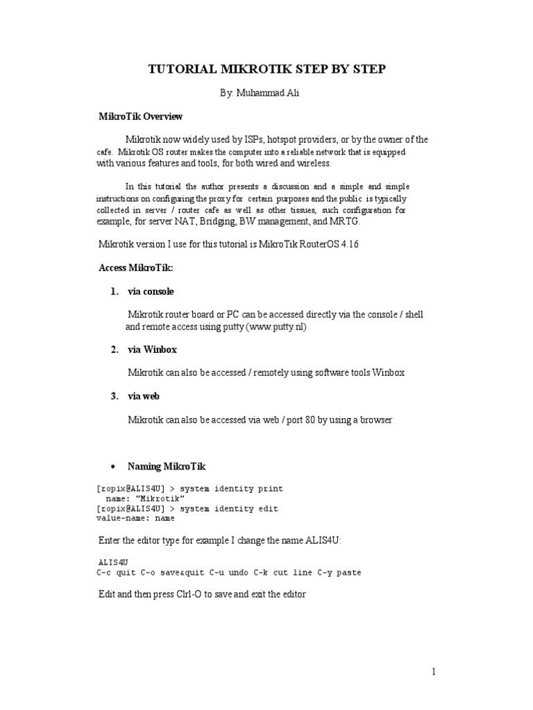 MikroTik Configuration Tutorial Guide | PDF | Proxy Server | Ip Address