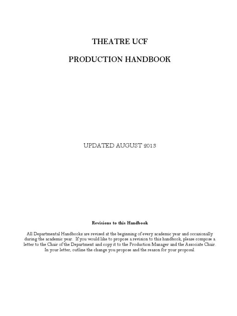 Production Handbook PDF Theatre Entertainment