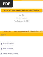 Math 240: Matrix Operations and Linear Systems: Ryan Blair