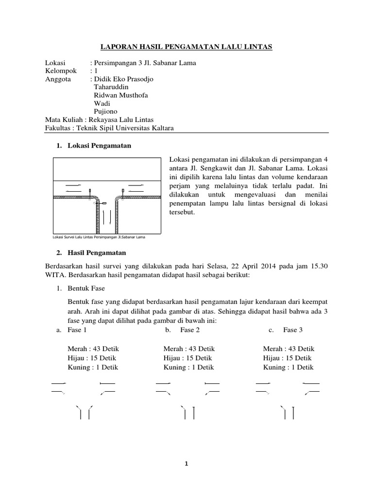 Laporan Hasil Pengamatan Lalu Lintas  PDF