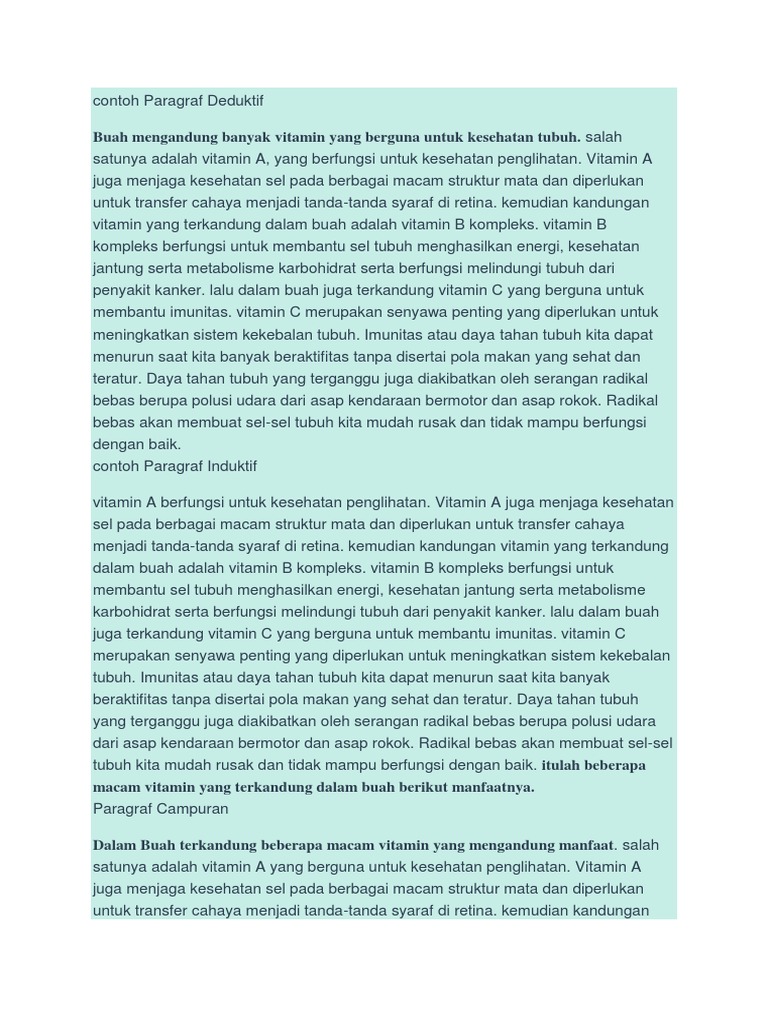 Contoh Paragraf Deduktif Pdf