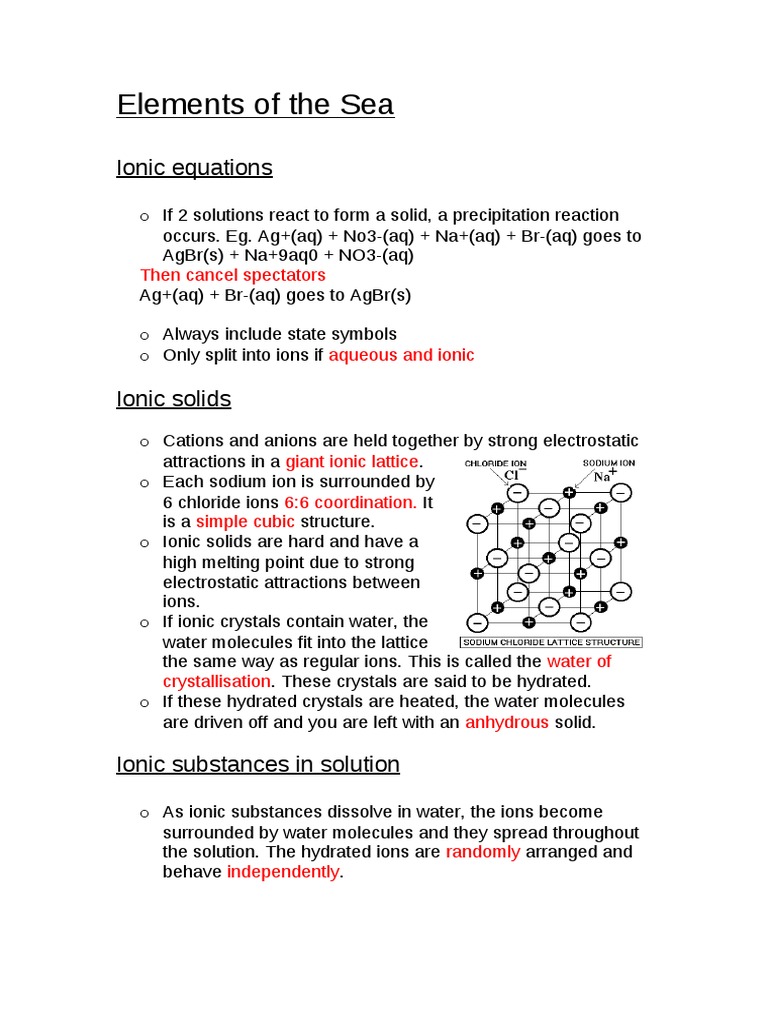Elements of The Sea Notes F332 | PDF