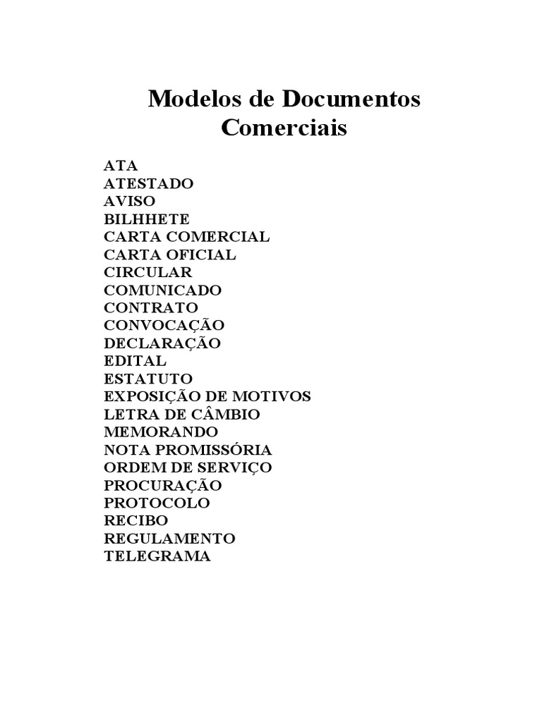 Modelos de Documentos Comerciais
