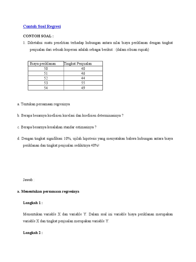 Contoh Soal Regresi
