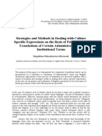 Article - Strategies and Methods in Dealing With Culture Specific Expressions on the Basis of Polish-English Translations of Certain Administrative and Institutional Terms