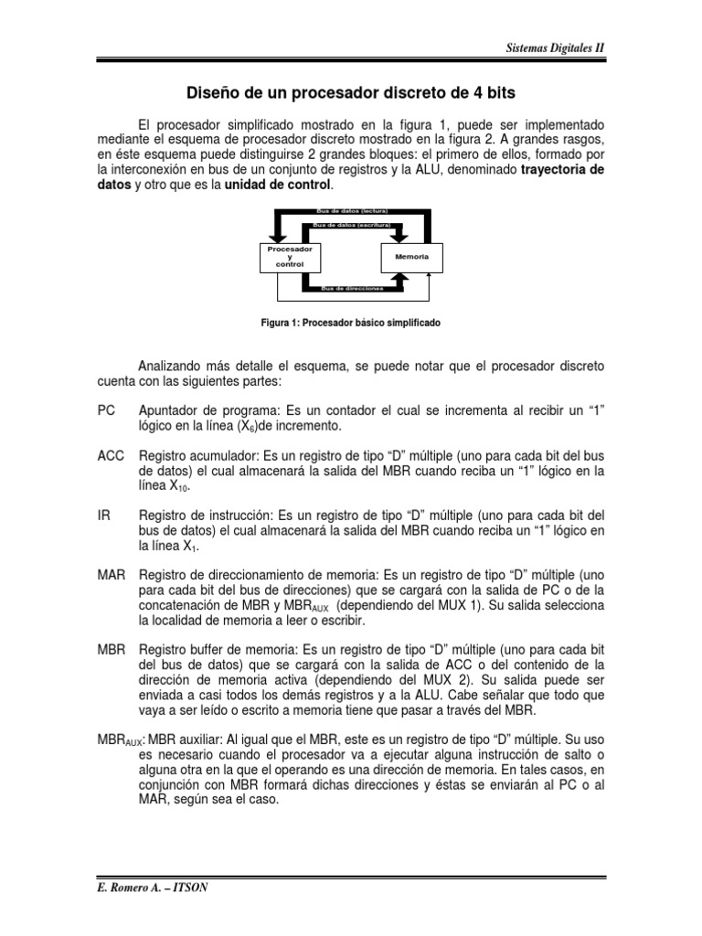 Diseno Procesador 4 Bits Pdf Unidad Central De Procesamiento Poco