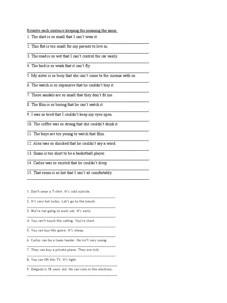 Sentence Rewriting Exercises | PDF | Leisure