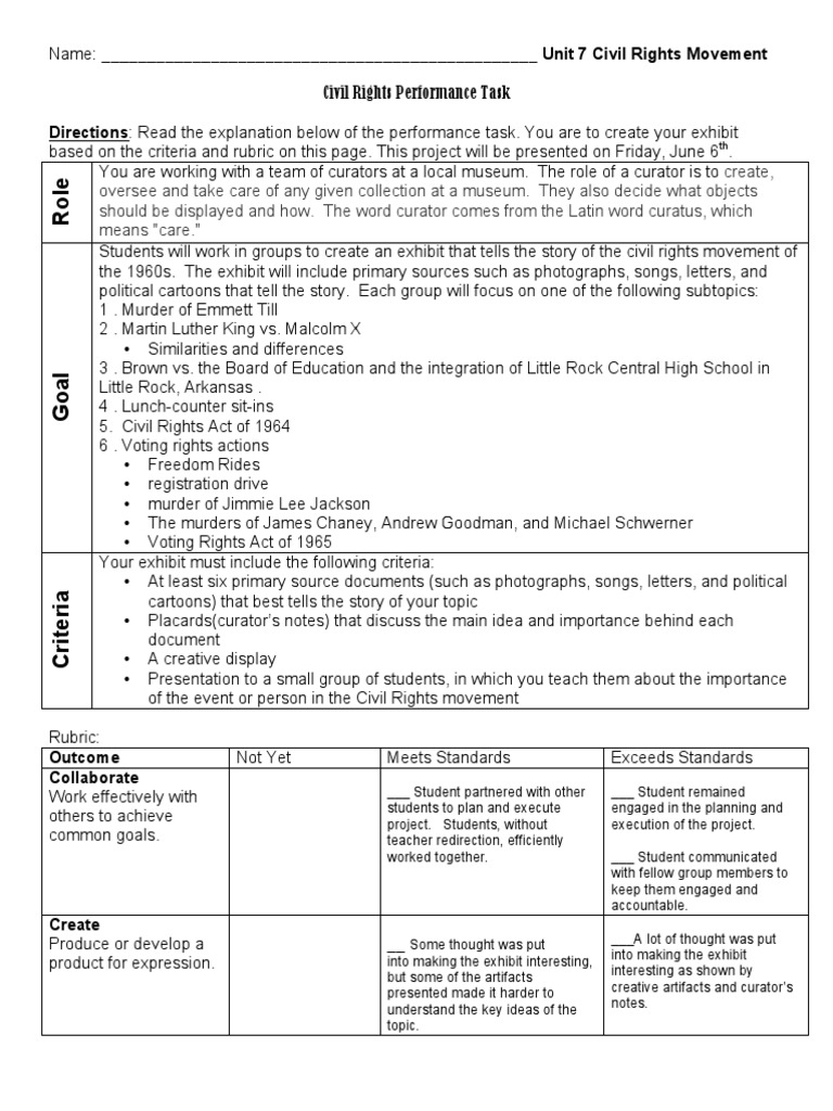 Civil Rights Movement Exhibit Project | PDF | African American Civil ...