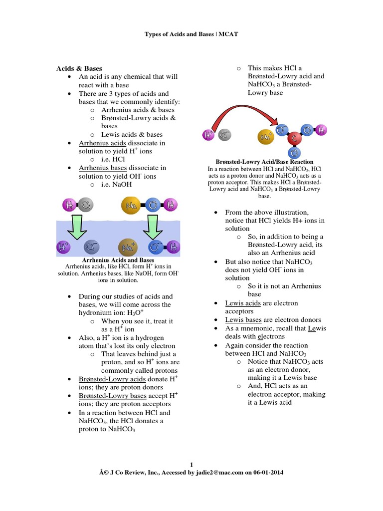 what are the 3 types of acids and bases