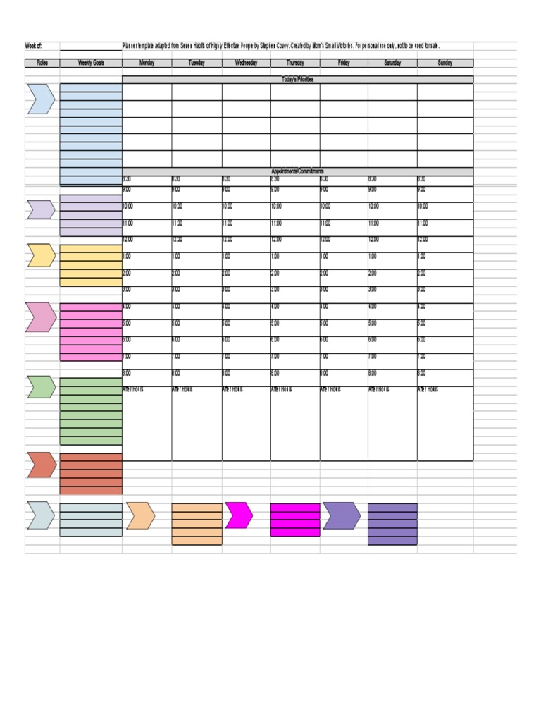 7 Habits Weekly Planner Clean Template