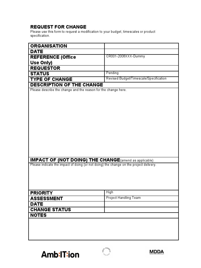 Change Request Form PDF